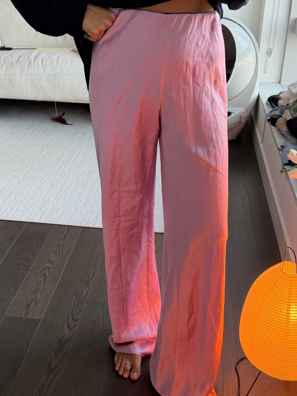 VINCE. Pink Wide-Leg Trousers